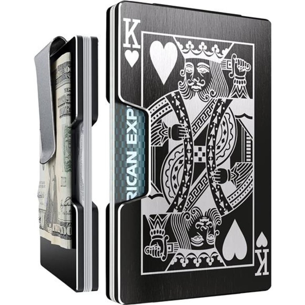 The Blade Minimalist Aluminum Wallet, Slim Metal RFID Card Holder and Money Clip